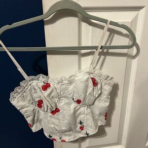 SHEIN White Lace Detail Top